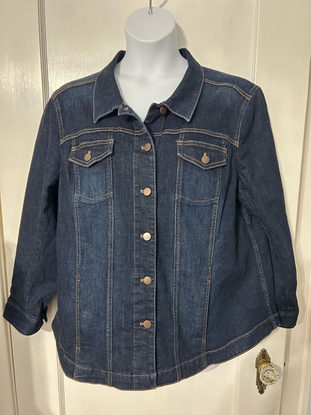 J Jill Women’s Dark Denim Jacket Jean Coat Size 2X Blue Jean Jacket